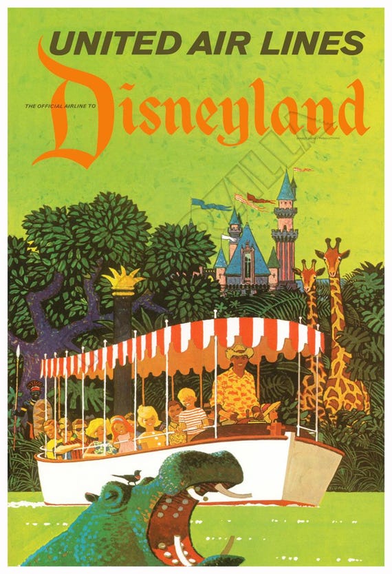 Disneyland Jungle Cruise United Airlines - 1970s Advertising