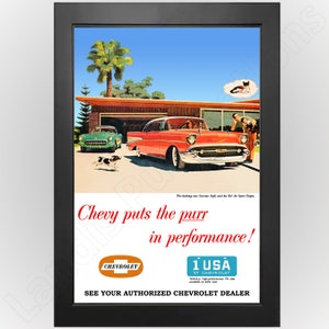 Afiche publicitario de estilo vintage del Chevy Bel Air de 1957