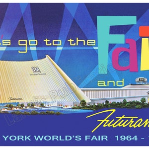 Feria Mundial de Nueva York – Cartel publicitario vintage de GM Futurama 1964