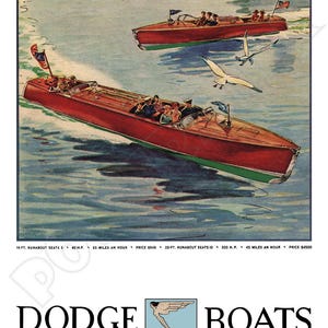 Dodge Boats 1930 Vintage Wooden Boats Poster