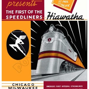 Hiawatha Streamline Service - Milwaukee Road Railroad Advertising Poster