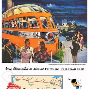 Hiawatha Streamliner Train at The 1949 Chicago Railroad Fair - Vintage-Style Poster