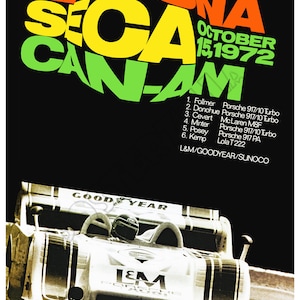 Cartel publicitario de Can-Am de Laguna Seca Raceway de 1972