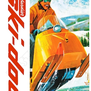 Afiche publicitario de estilo vintage de Ski-Doo Action/Jumping de 1965