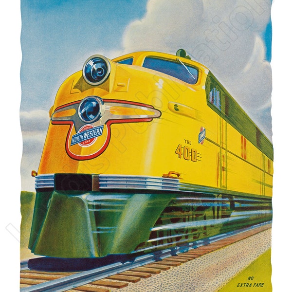 Chicago & North Western 400 Streamliner Beautiful Vintage Train Poster