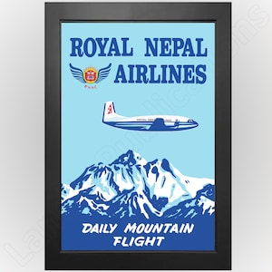 Mount Everest - Royal Nepal Airlines Vintage-Style Travel Poster