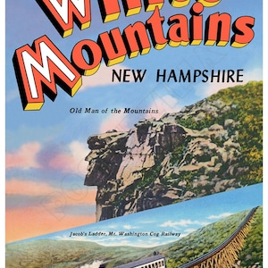 White Mountains New Hampshire 1940s Vintage-Style Poster