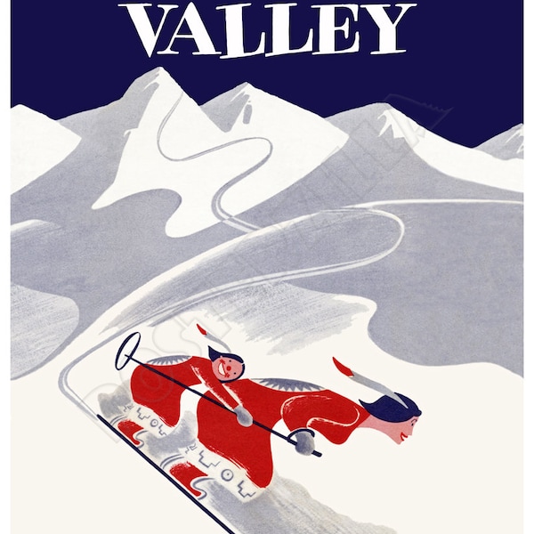 Squaw Valley Lake Tahoe Vintage 1950's Travel Poster