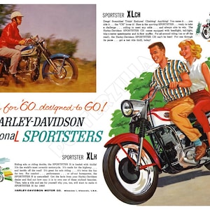 Harley-Davidson Sportster de 1960: póster publicitario vintage