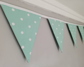 Pale Green spotty bunting, 2, 3 or 4 metres