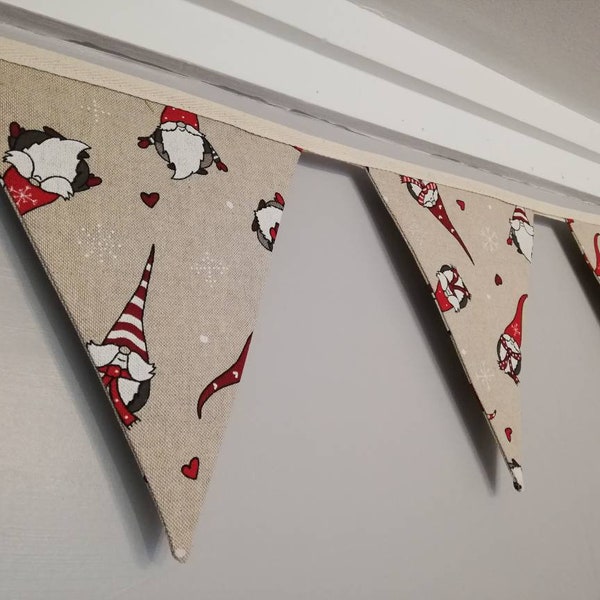 Scandi style Santa fabric bunting - approx 2.5 metres