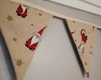 Father Christmas fabric bunting - approx 3 metres