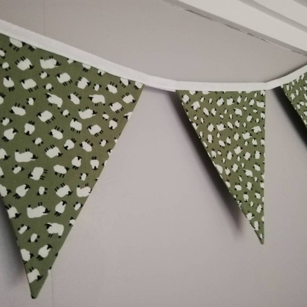 Sheep print fabric bunting