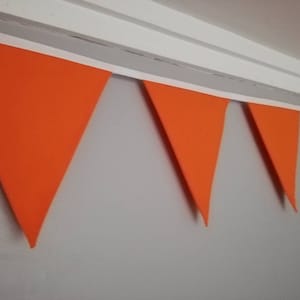 Colourful Orange fabric bunting - 2 or 3 metres - handmade polycotton flags in your choice of colour