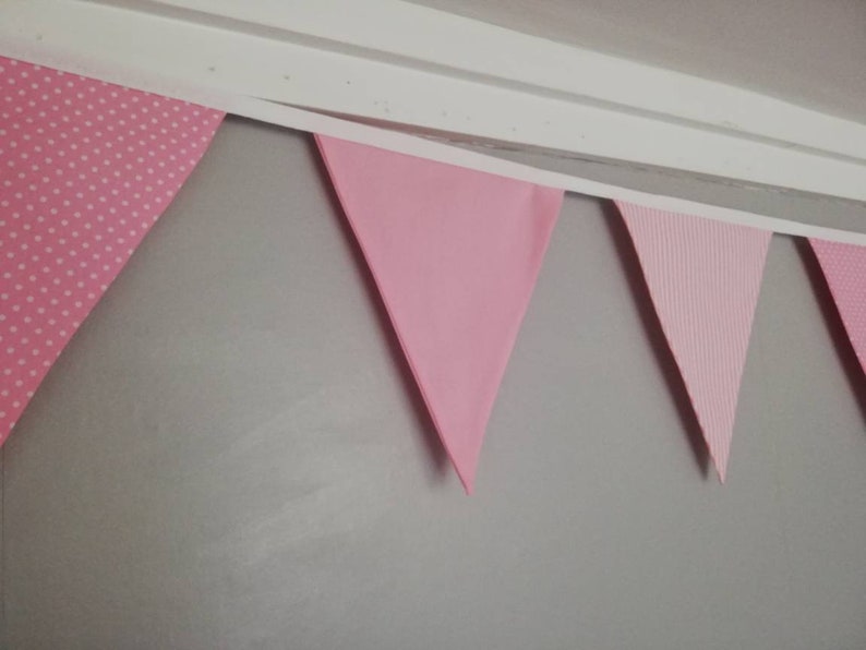 Baby Pink Fabric Bunting Mixed Designs Etsy UK