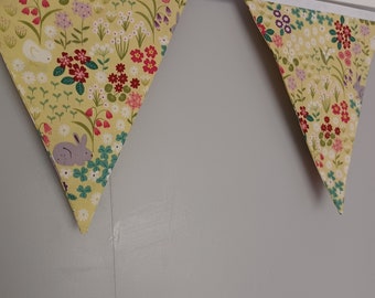 Spring meadow bunting banner - 10 fabric flags approx 2.5 metres