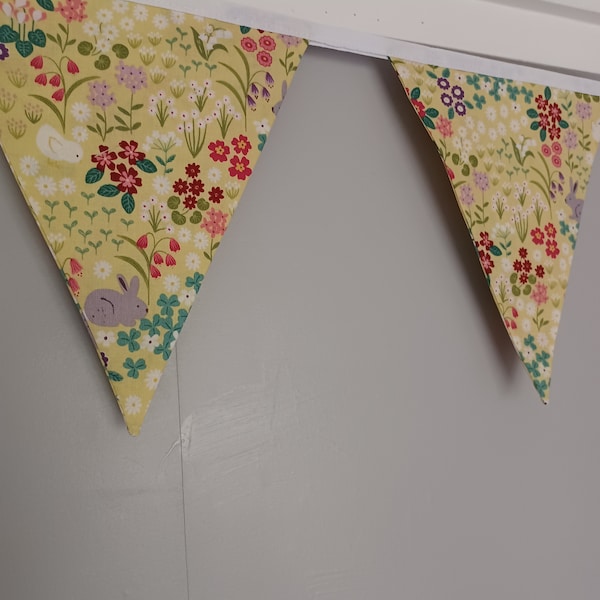 Spring meadow bunting banner - 10 fabric flags approx 2.5 metres