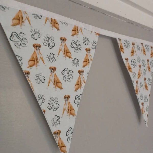 Boxer Dog Fabric Bunting. Approx 2.5 metre length