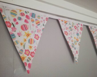 Easter bunting banner - Easter Eggs and flowers, 10 flags approx 2.5 metres