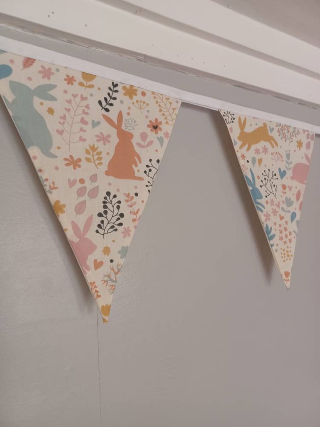 Spring Bunny Fabric Bunting, Pastel Colours, Easter Decoration - Etsy UK