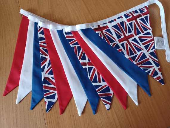 Celebration Bunting, Union Jack, Red, White and Blue fabric bunting, VE Day party