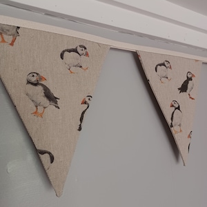 Banderines de tela de frailecillos, decoración del hogar, temática de playa, frailecillos