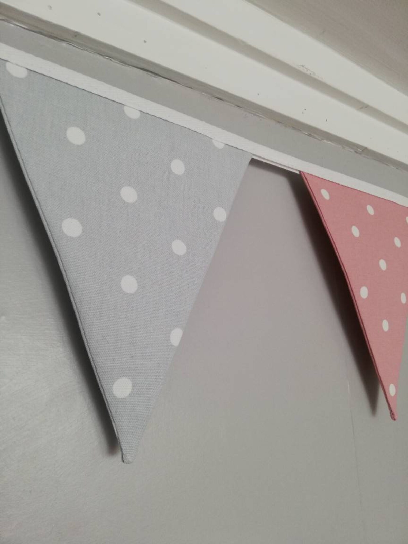 Grey and Pink Fabric Bunting With White Spots 2 3 or 4 Etsy UK