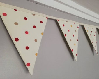 Cream and red mix spotty cotton fabric bunting