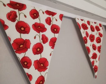 Poppy floral fabric bunting