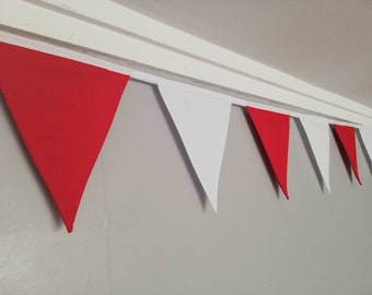 Red and white fabric bunting - choice of colour