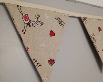 Happy reindeer fabric bunting - approx 2.5 metres