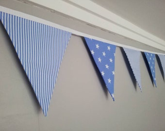Blue fabric bunting - stars and stripes