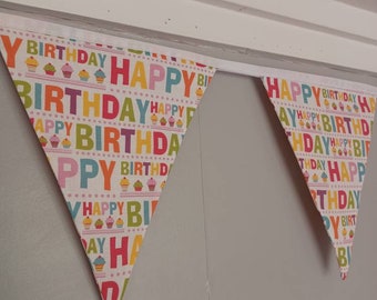 Birthday bunting, Happy Birthday banner, party decoration, colourful birthday bunting