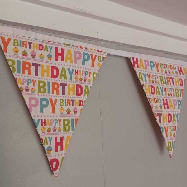 Birthday bunting, Happy Birthday banner, party decoration, colourful birthday bunting