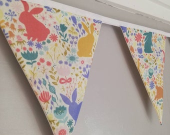 Spring bunny fabric bunting