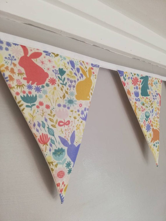 Spring bunny fabric bunting