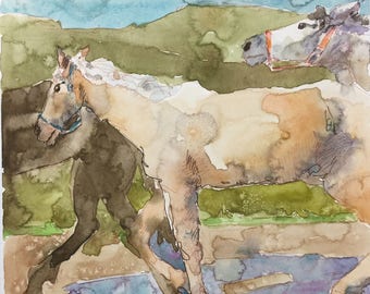 Palomino 8" x 8" Original Watercolor Painting