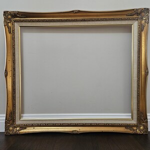 Vintage Large Gilt Ornate Linen Lined Wooden Frame 61 x 51 cm