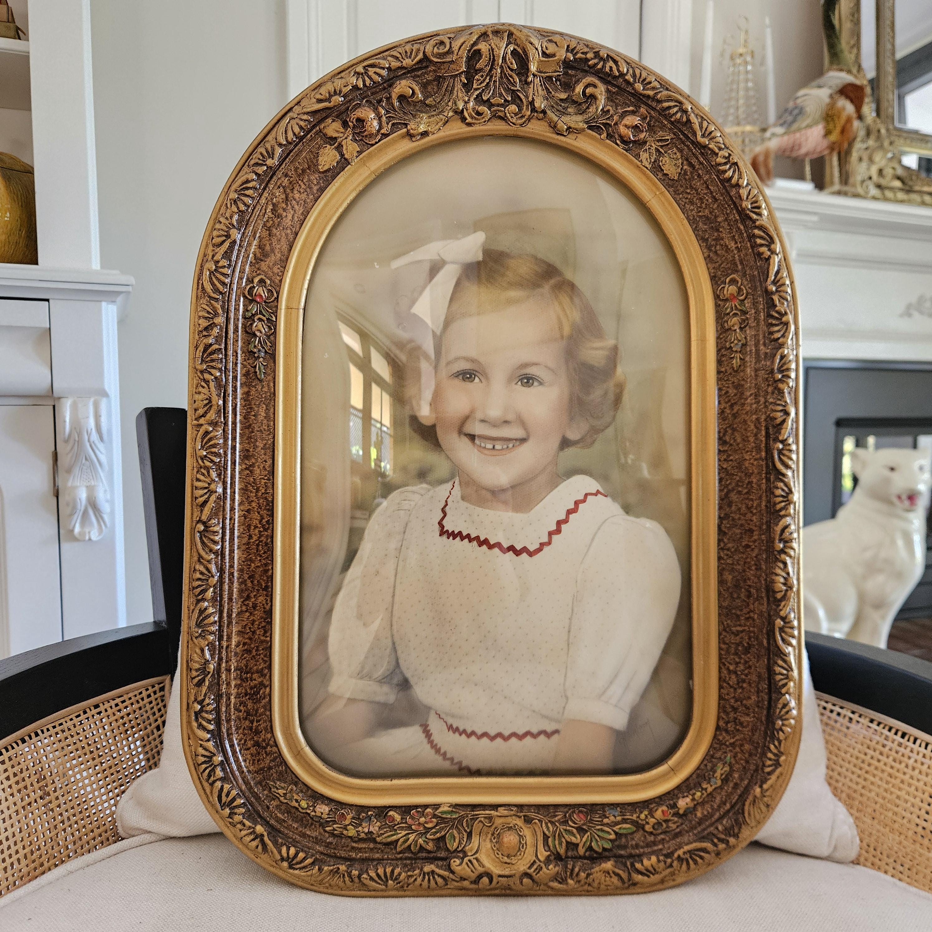 Antique Art Deco Convex Glass Ornate Frame With Photograph - Etsy 日本