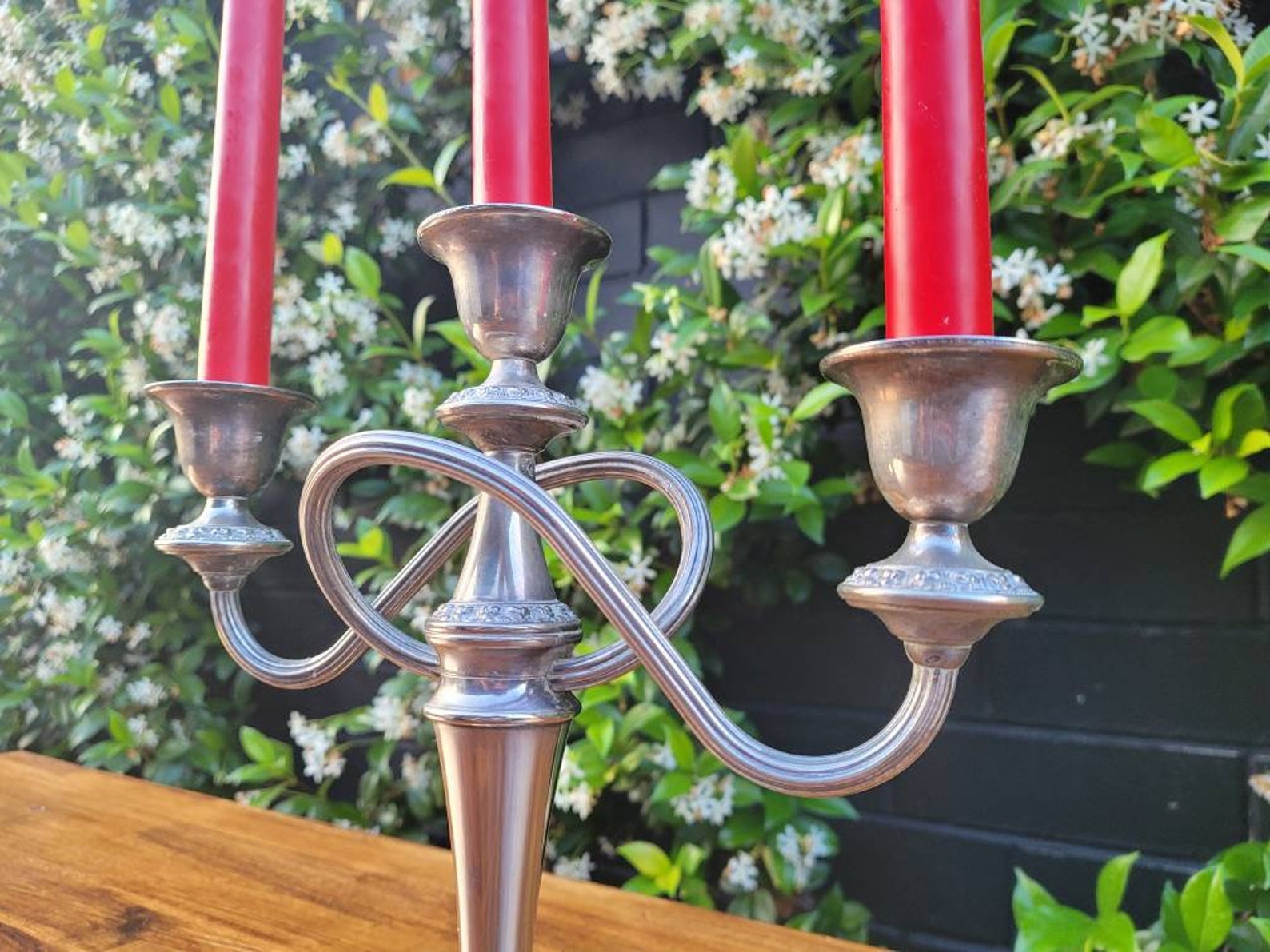 Vintage Ianthe Plated Candelabro Inglés Trío Candelabra Etsy