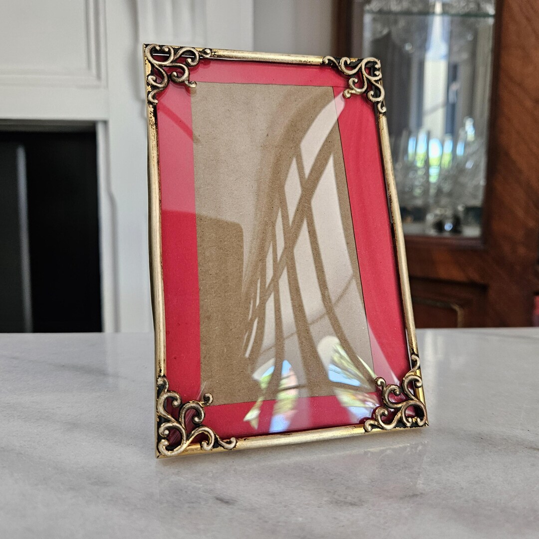 Vintage Convex Glass Metal Ornate Picture Frame 9 X 14 Cm - Etsy