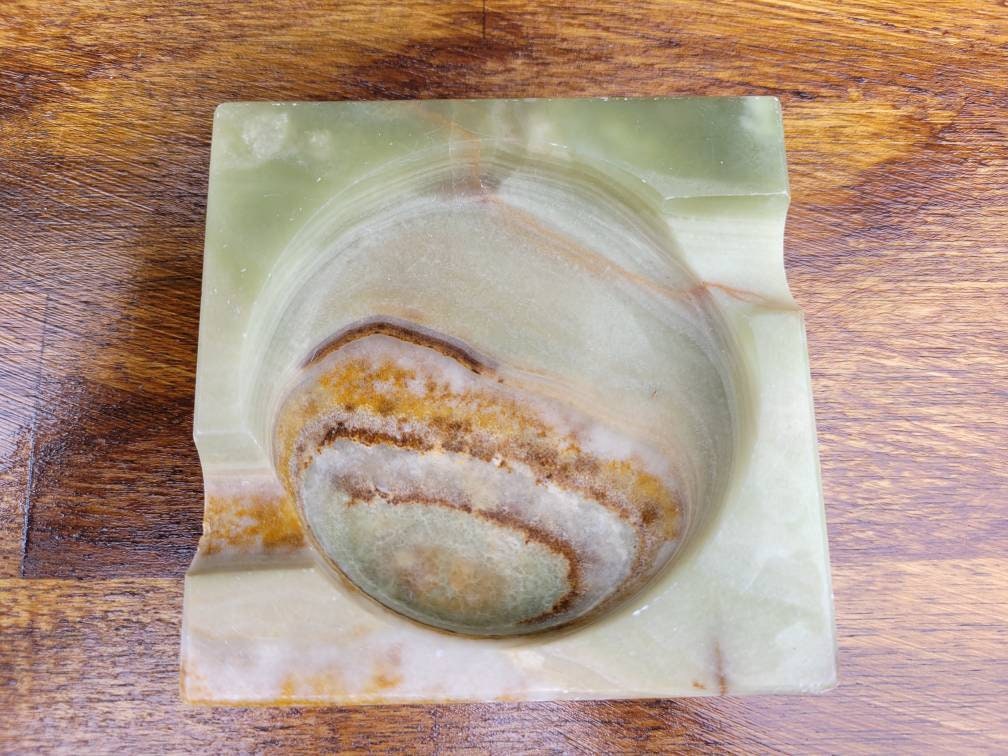 Vintage Green Alabaster Ashtray Etsy