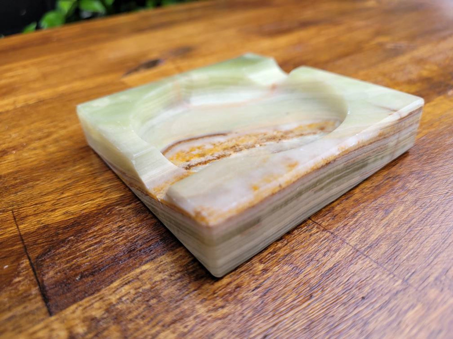 Vintage Green Alabaster Ashtray Etsy