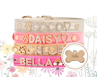 Blinged Out Dog Collars, Pink Rhinestones, Swarovski Dog Collar, Custom Soft Vegan Leather, Multiple Sizes Available, Add Cute Charms