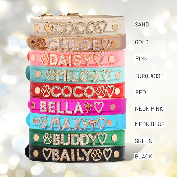 Custom Dog Collars With Name Top Vegan Soft Leather 5 Size Etsy