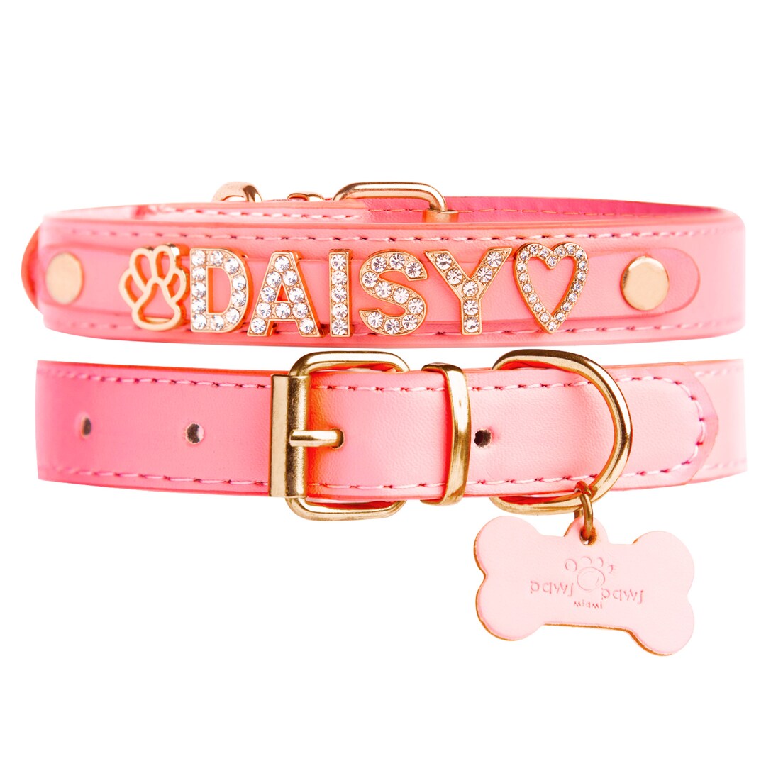 Custom Dog Collars With Name Top Vegan Leather 5 Size to Etsy
