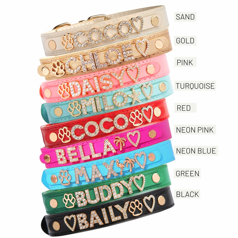 Custom Dog Collars With Name Top Vegan Soft Leather 5 Size Etsy