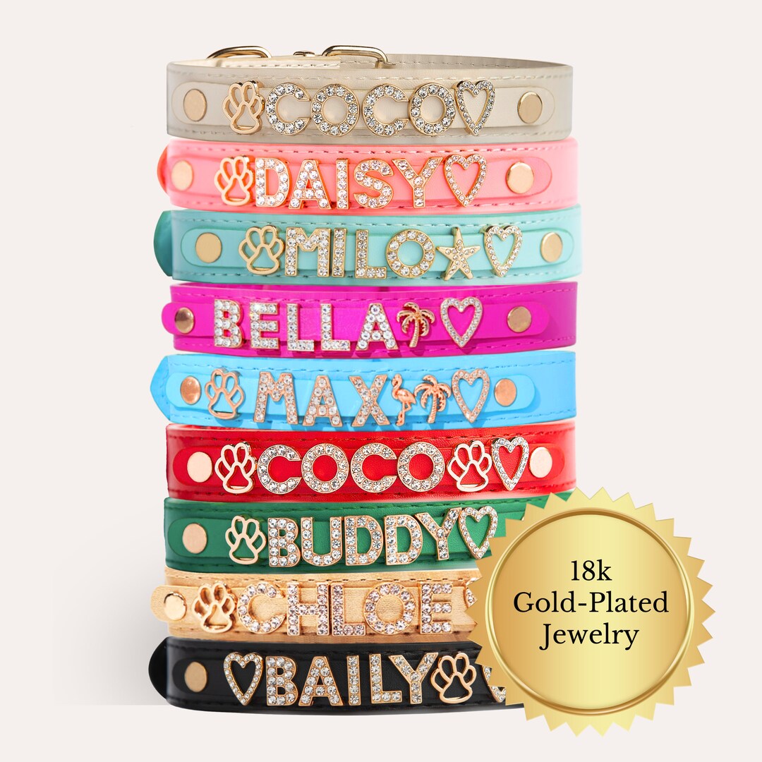 Bling Dog Collars for Small Dogs, Custom Name Collar for Dogs, Female