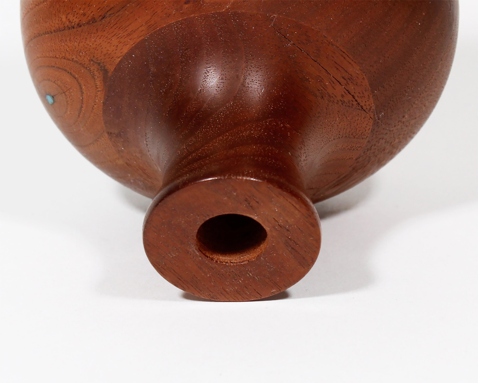 Turned Wood Vintage Bud Vase With Turquoise Inlay Weed Pot - Etsy