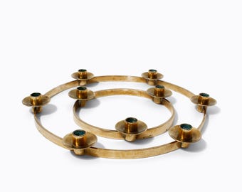 Scandinavian Vintage Candle Holder Set of 2 Advent Hygge Candlestick Rings Solid Brass B.F.O Stamp Made in Denmark